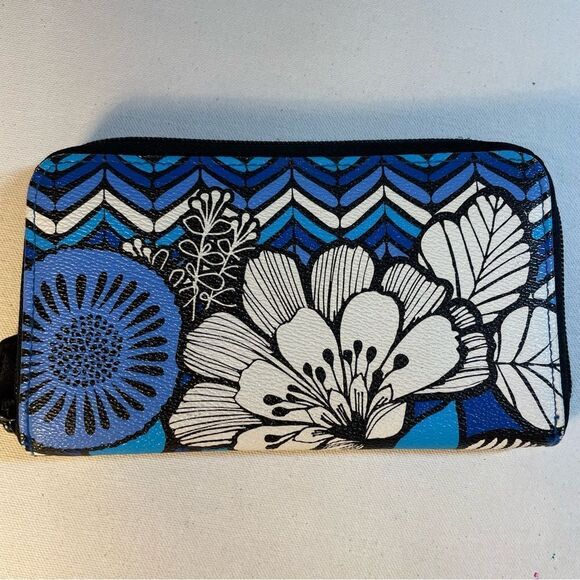 Vera Bradley Leather Blue Bayou All in One Wallet Zipper - Picture 10 of 11